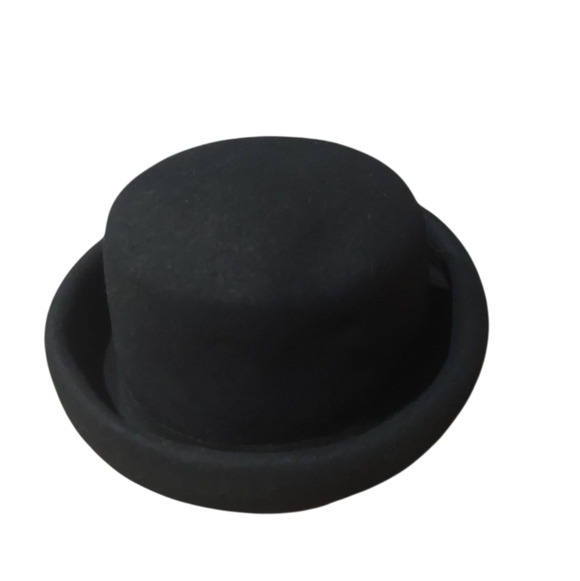 Amanda Smith Black 100% Wool Pork Pie Fedora Derby Hat - Picture 2 of 6